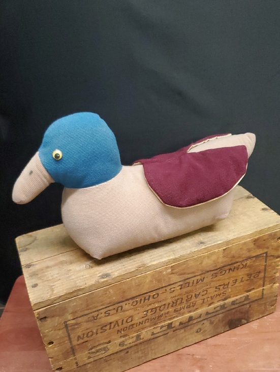 Handmade Other - Vintage Farmhouse Quilted Weighted Corduroy Fabric Mallard Duck Doorstop